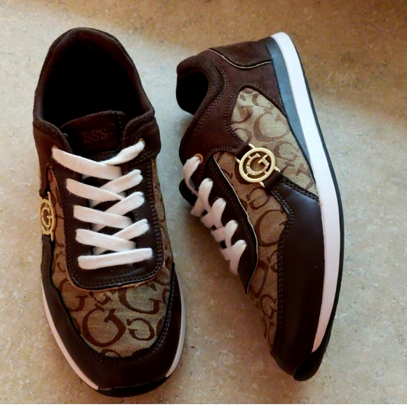 Guess | Shoes | Guess Brown Logo Sneakers | Poshmark